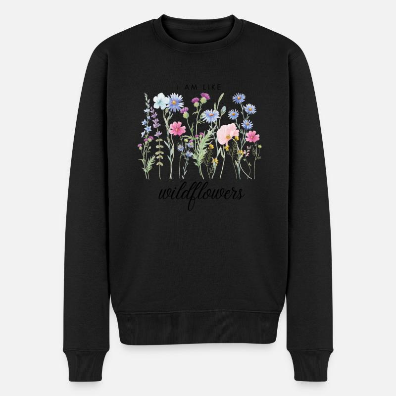 I AM LIKE wildflowers - Männer Premium Bio Pullover - Schwarz