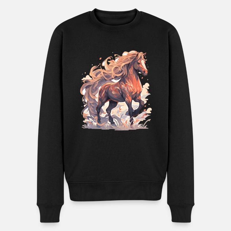 Pferd - Männer Premium Bio Pullover - Schwarz