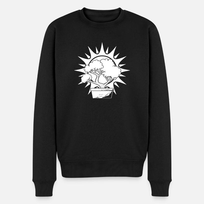Bonsai Baum Sonne - Männer Premium Bio Pullover - Schwarz