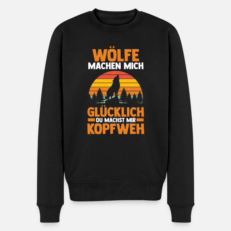Tier Waldtier Wolf - Männer Premium Bio Pullover - Schwarz