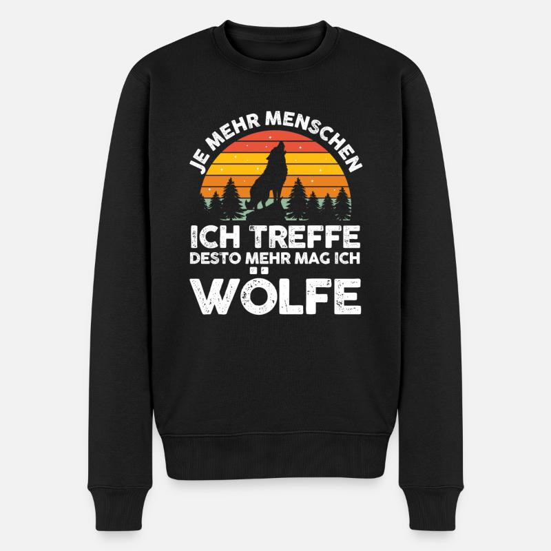 Tier Waldtier Wolf - Männer Premium Bio Pullover - Schwarz