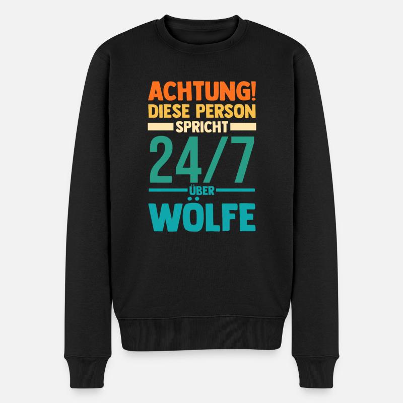 Tier Waldtier Wolf - Männer Premium Bio Pullover - Schwarz