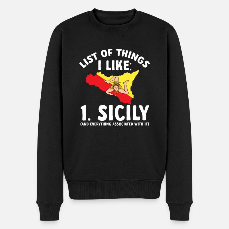 Sicile Drapeau Italie Sicile - Pull Premium bio Homme - noir