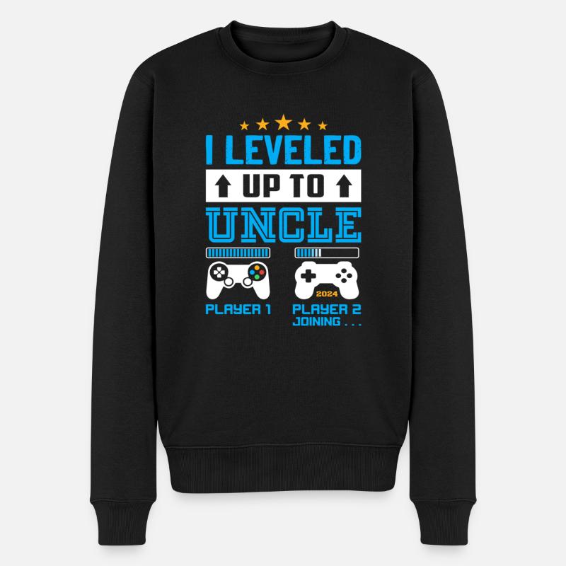 I Leveled Up to Uncle Promoted to Uncle New Uncle - Männer Premium Bio Pullover - Schwarz