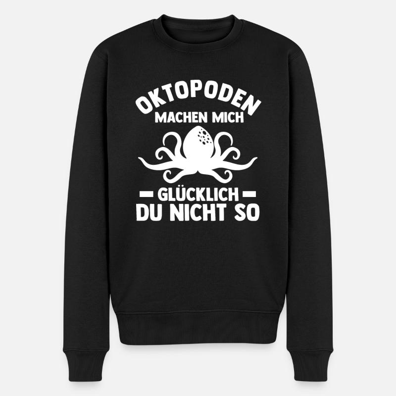 Tintenfisch Oktopus - Männer Premium Bio Pullover - Schwarz