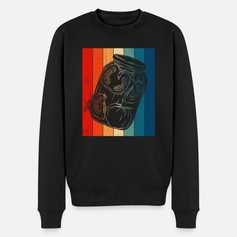 Retro Lines Pickle - Männer Premium Bio Pullover - Schwarz