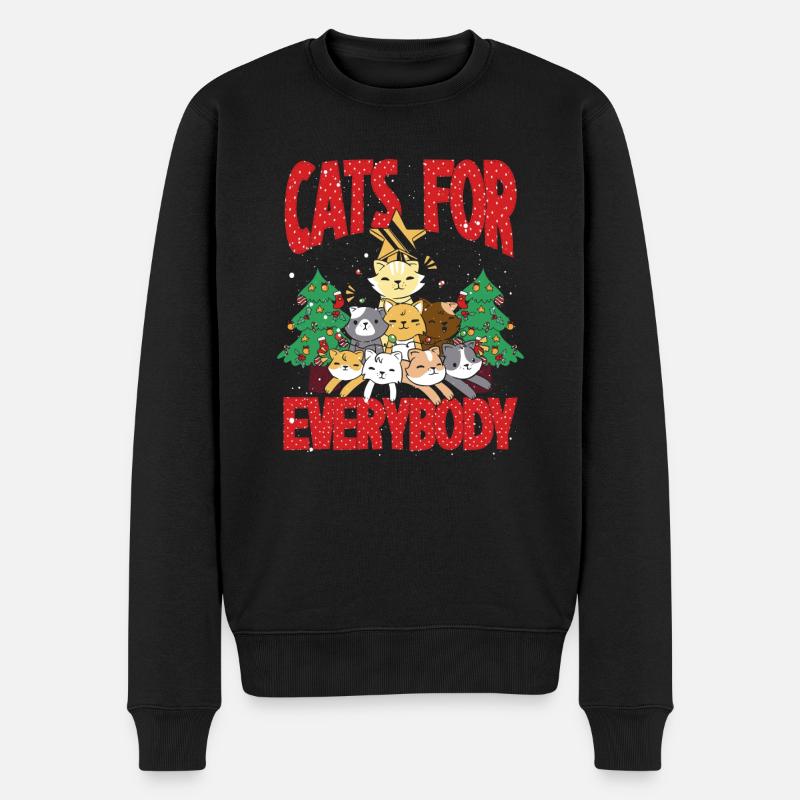 Weihnachtskatzen Für Alle - Männer Premium Bio Pullover - Schwarz