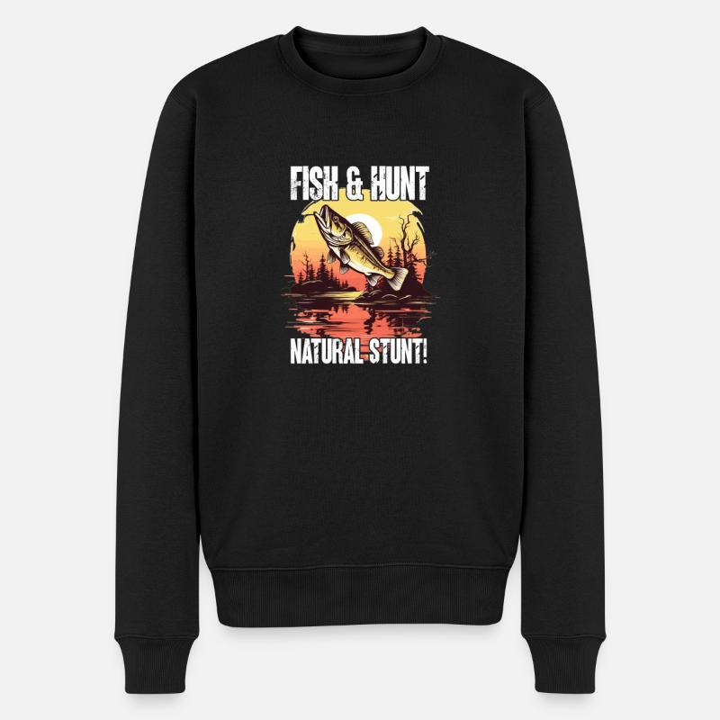 fisch springt, fische angeln - Männer Premium Bio Pullover - Schwarz