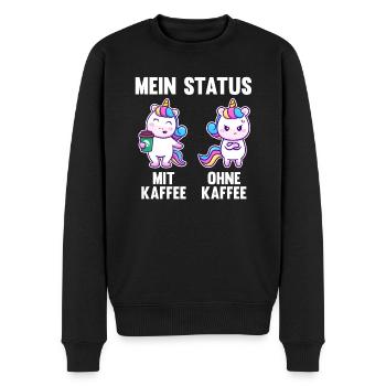 Einhorn Mein Status Mit Kaffee Ohne Kaffee - Männer Premium Bio Pullover - Schwarz - Vorne - Nico (187cm)