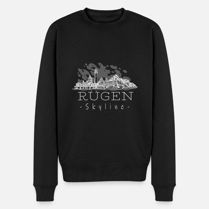 Skyline Rügen Leuchtturm Insel Küste Ostsee Küste - Männer Premium Bio Pullover - Schwarz