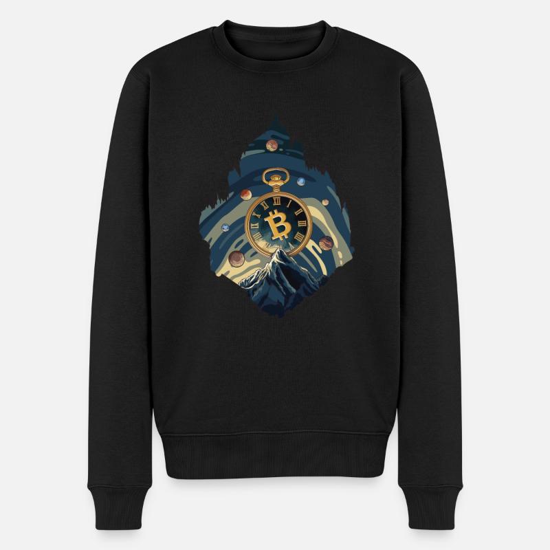 Bitcoin Uhr - Männer Premium Bio Pullover - Schwarz