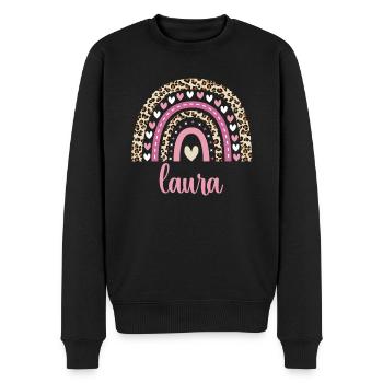 Laura Regenbogen Name Geburtstag Laura - Männer Premium Bio Pullover - Schwarz - Vorne - Nico (187cm)