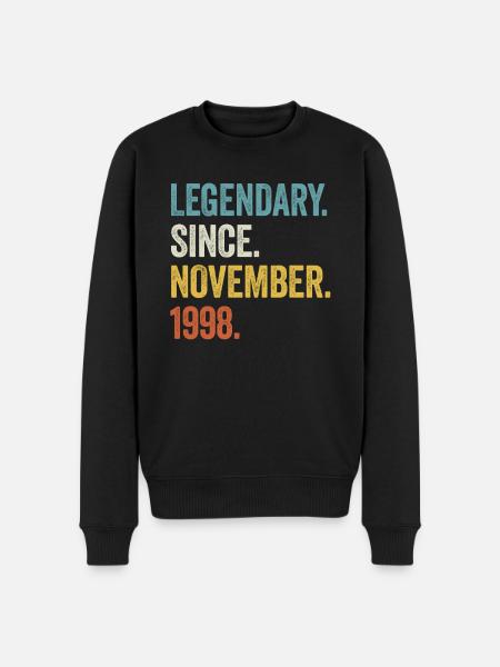25 Years Legendary November 1998 25th Birthday - Men's Premium Organic Jumper - black