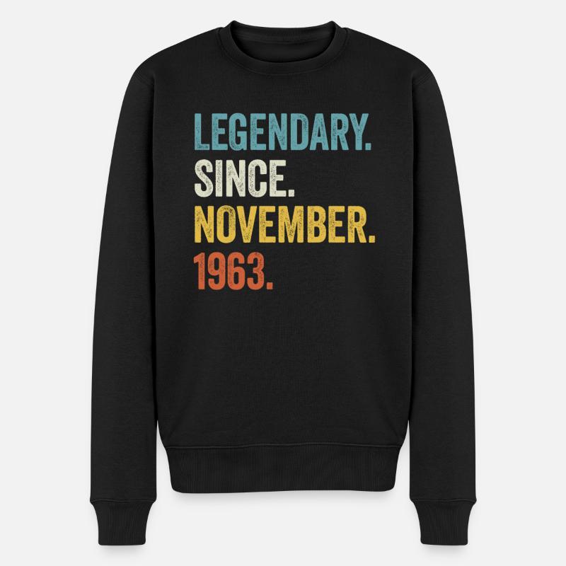60. Geburtstag 60 Jahre Legendary November 1963 - Männer Premium Bio Pullover - Schwarz