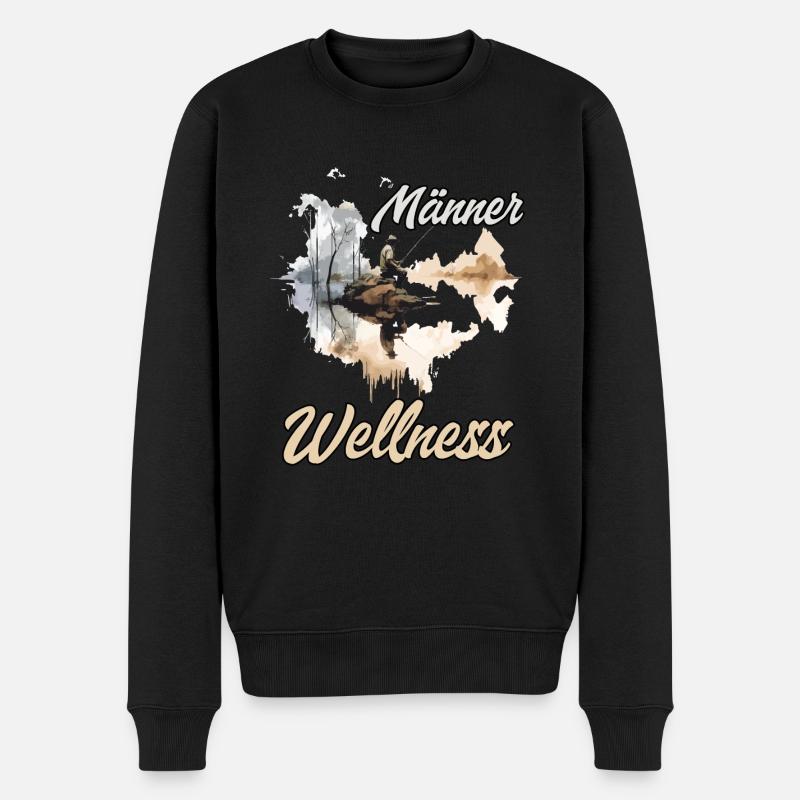 Männer Wellness Angler Geschenk Angler Herren - Männer Premium Bio Pullover - Schwarz