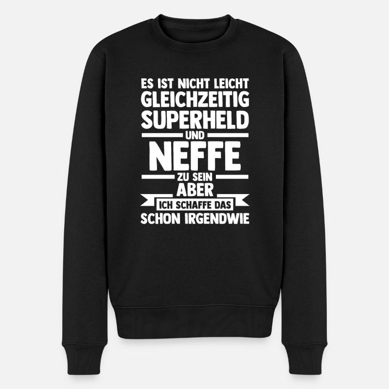 Superhelden Neffe - Männer Premium Bio Pullover - Schwarz