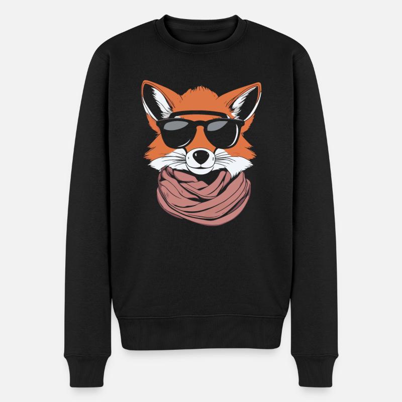 Fuchs Sonnenbrille - Männer Premium Bio Pullover - Schwarz
