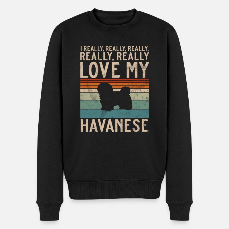 Cadeaux pour les amoureux des chiens bichons havanais - Pull Premium bio Homme - noir
