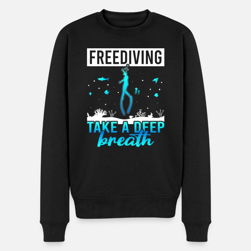 Tauchen, Apnoetauchen, Apnoe No Limit Freediving - Männer Premium Bio Pullover - Schwarz
