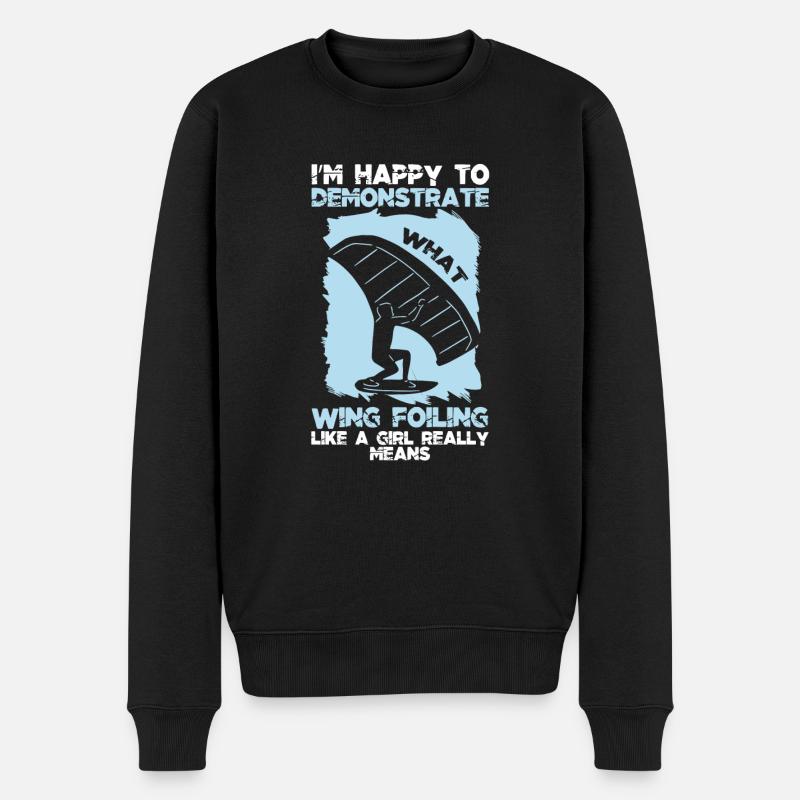 Wingsurfing Foil Wing Wing Boarding Wing Foiling - Männer Premium Bio Pullover - Schwarz