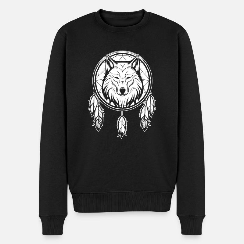 Loup Attrape-rêves - Pull Premium bio Homme - noir