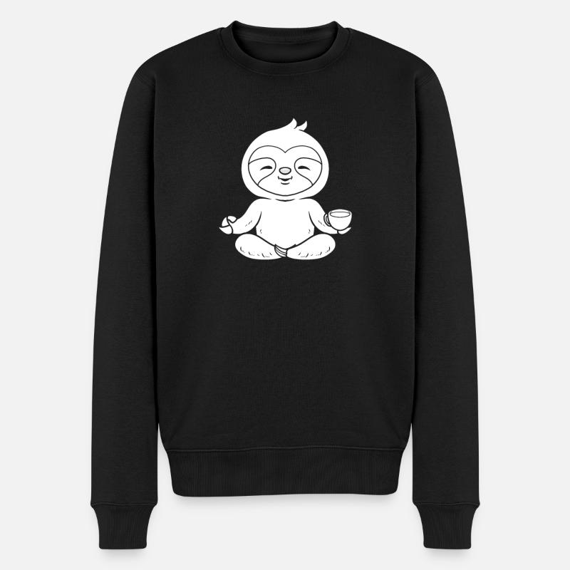 Faultier Yoga - Männer Premium Bio Pullover - Schwarz