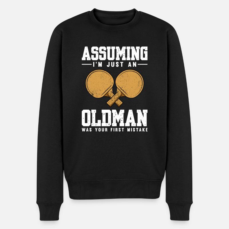 Tischtennis Spruch Tischtennisschläger - Männer Premium Bio Pullover - Schwarz