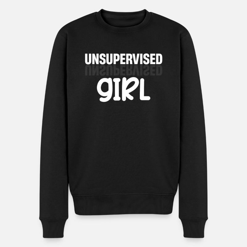 Unbeaufsichtigtes Mädchen Lustiges Flirten - Männer Premium Bio Pullover - Schwarz
