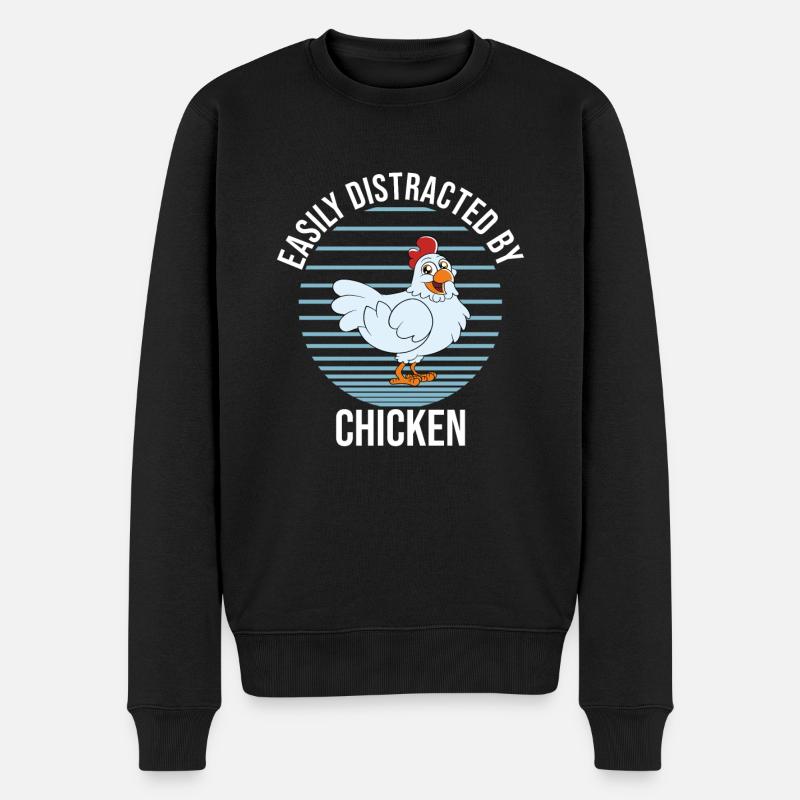 Lustiger Hühner Spruch Huhn - Männer Premium Bio Pullover - Schwarz
