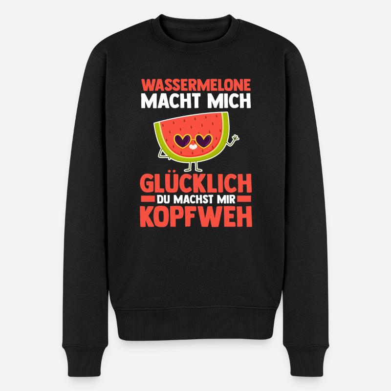 Früchte Wassermelone - Männer Premium Bio Pullover - Schwarz