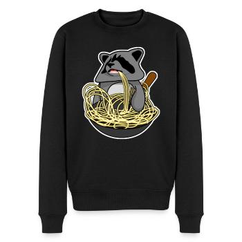Wok Pan Raton laveur - Pull Premium bio Homme - noir - Devant - Nico (187cm)