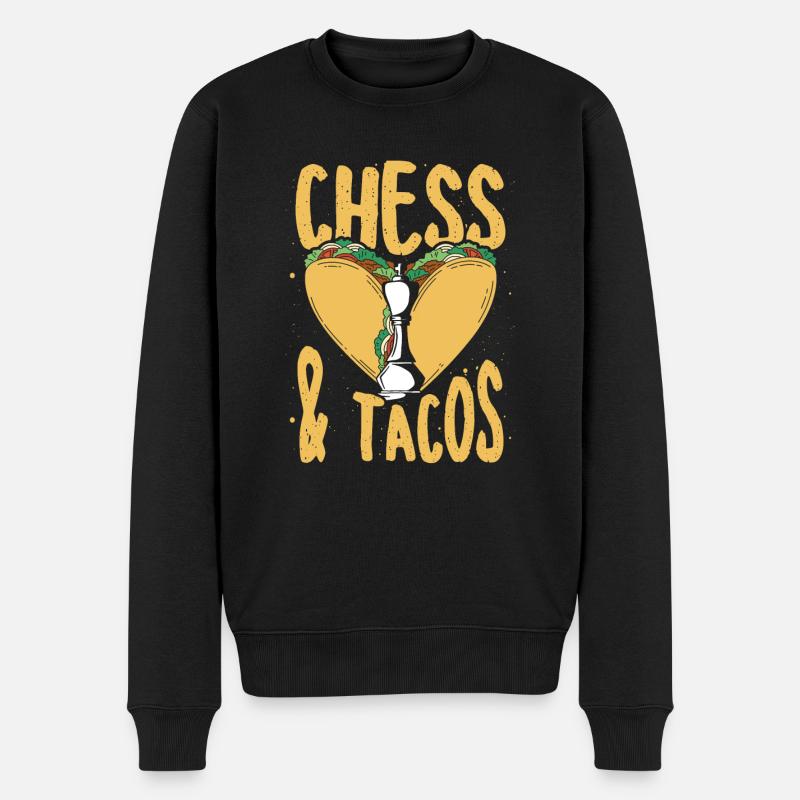 Schach Und Tacos - Männer Premium Bio Pullover - Schwarz