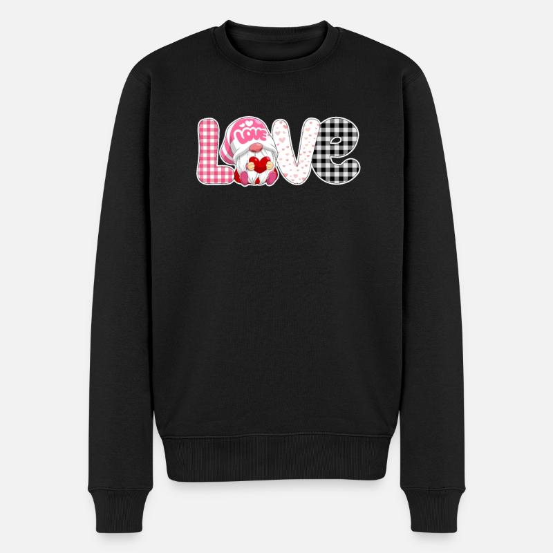 Liebe Valentinstag Gnome Lover Lustige Herz Gnome - Männer Premium Bio Pullover - Schwarz