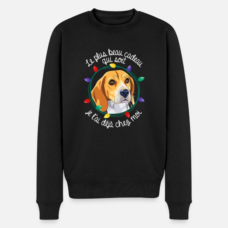 Noël Beagle - Pull Premium bio Homme - noir
