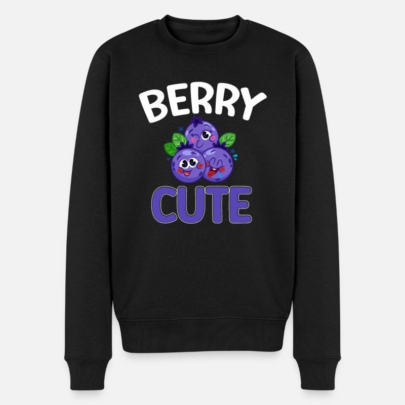 Heidelbeere Frucht Blaubeere - Männer Premium Bio Pullover - Schwarz