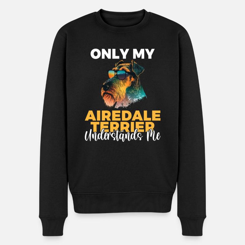 Airedale Terrier Gifts - Männer Premium Bio Pullover - Schwarz