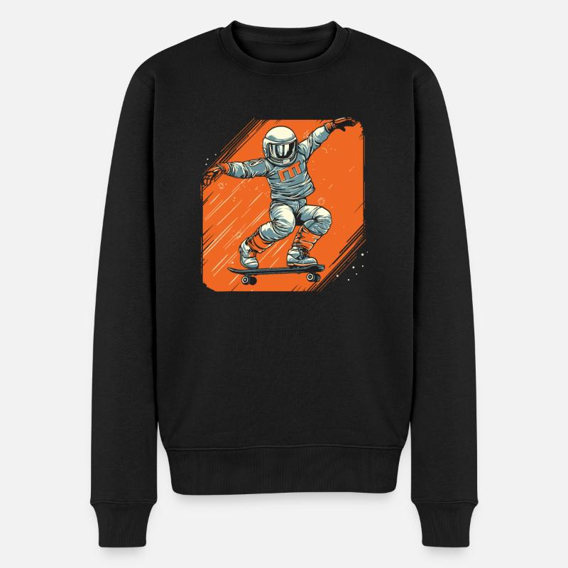 Skateboard Skater Astronaut - Männer Premium Bio Pullover - Schwarz