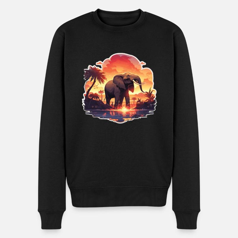 Elefant Elefanten Dickhäuter Tier Afrika Safari - Männer Premium Bio Pullover - Schwarz