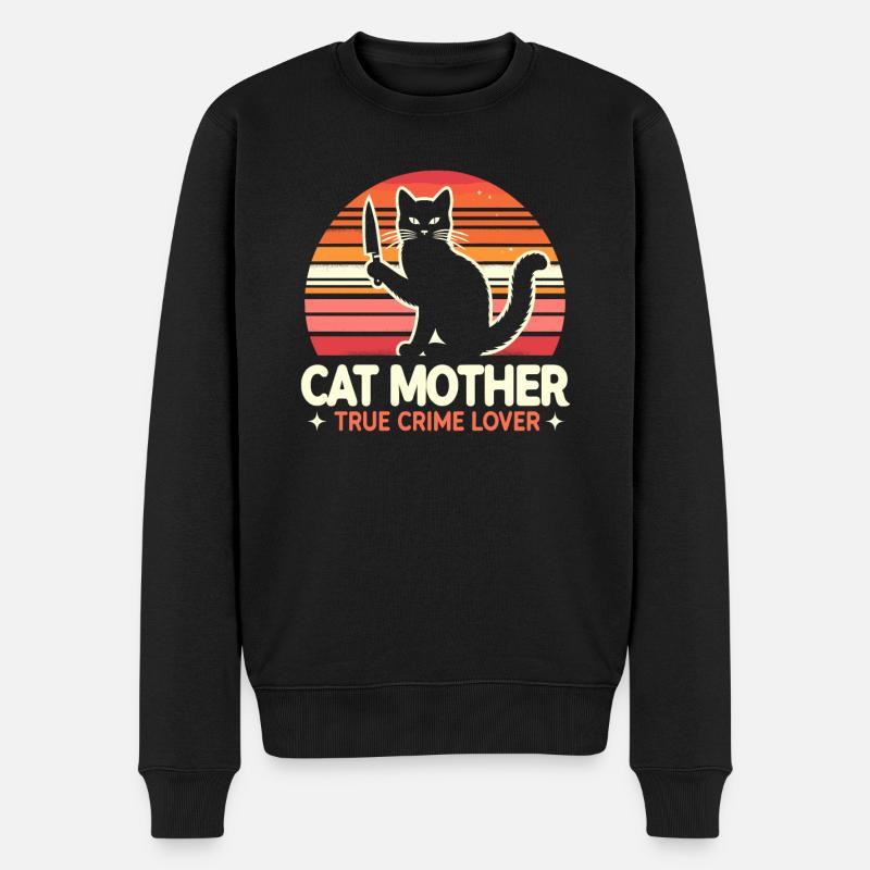 Katzenmutter True-Crime-Liebhaberin - Männer Premium Bio Pullover - Schwarz