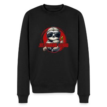 Lustiges Faultier mit Sonnebrille relaxt - Männer Premium Bio Pullover - Schwarz - Vorne - Nico (187cm)