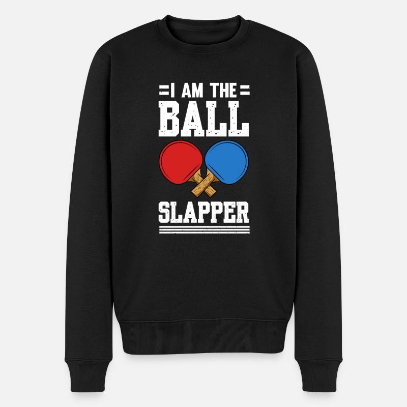 Tischtennis Spruch Tischtennisschläger - Männer Premium Bio Pullover - Schwarz