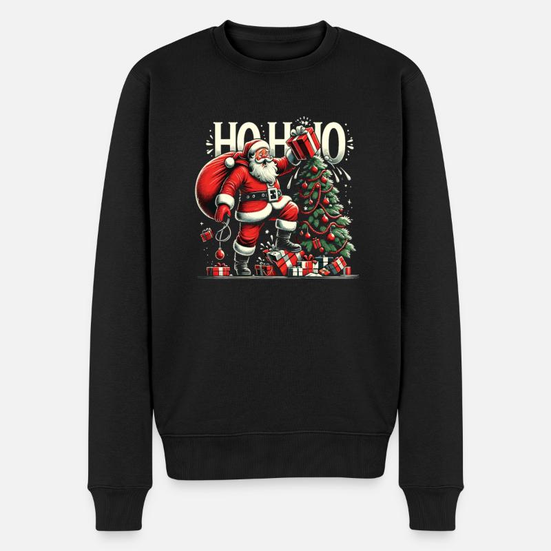 Ho Ho Ho Ugly Christmas Santa Claus Weihnachtsmann - Männer Premium Bio Pullover - Schwarz