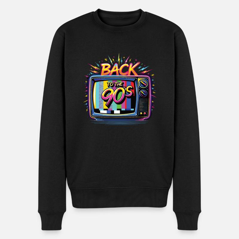 Back To The 90s 90er 90er Jahre 90er Party 90s - Männer Premium Bio Pullover - Schwarz