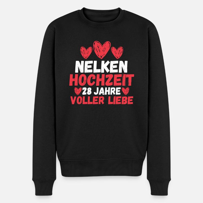 Ehe Nelkenhochzeit 28 Jahre Verheiratet Hochzeitst - Männer Premium Bio Pullover - Schwarz