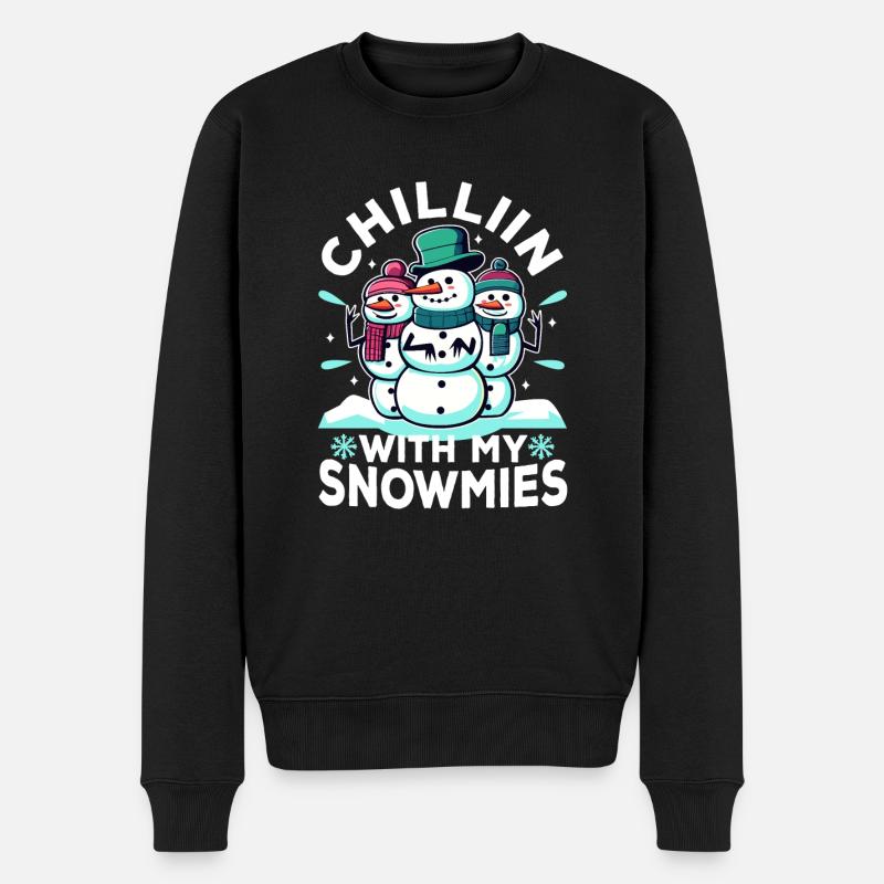 Détendez-vous avec mes Snowmies - Pull Premium bio Homme - noir