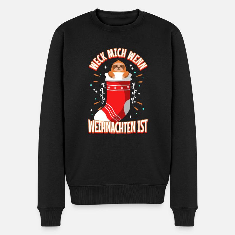 Weck mich auf wenn es Weihnachten ist - Männer Premium Bio Pullover - Schwarz