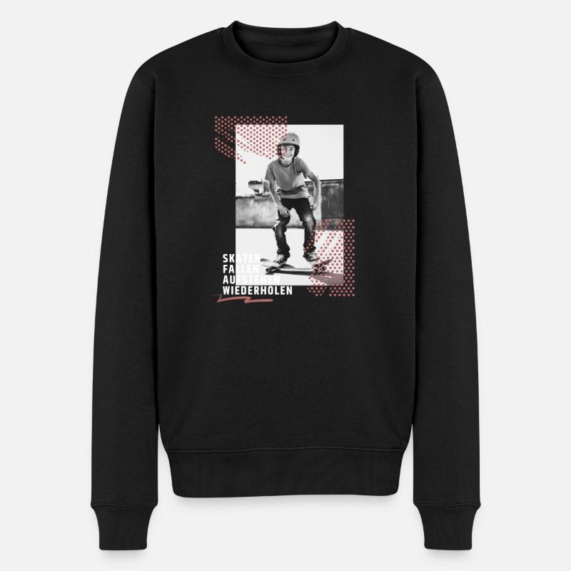 Skateboard Design Jungen Skateboarder - Männer Premium Bio Pullover - Schwarz