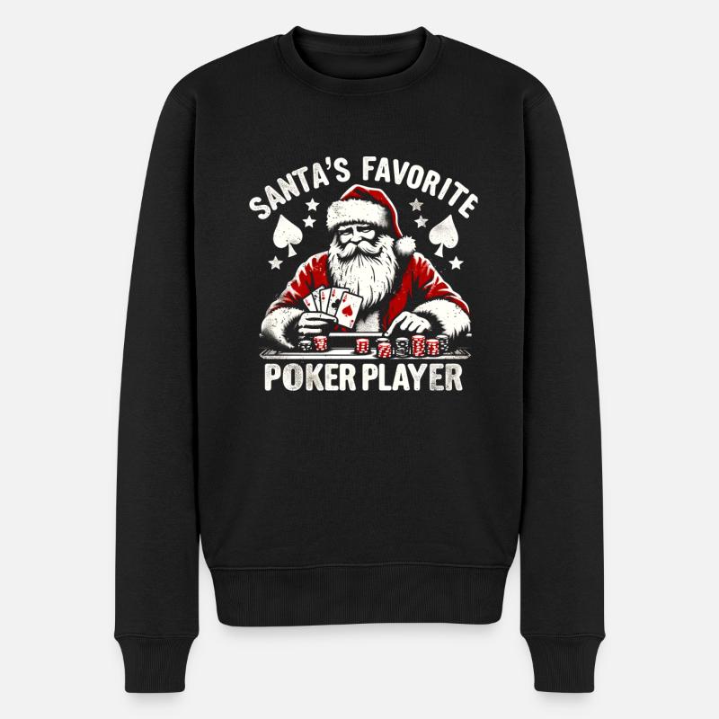 Weihnachts-weihnachtsmann-pokerspieler - Männer Premium Bio Pullover - Schwarz