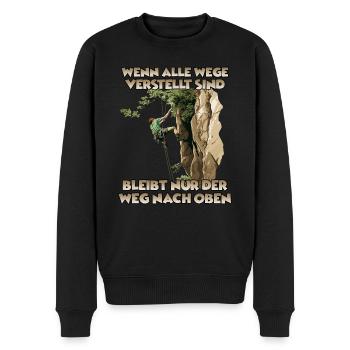 Gipfelabenteuer Toprope Klettern für Bergsteiger - Männer Premium Bio Pullover - Schwarz - Vorne - Nico (187cm)