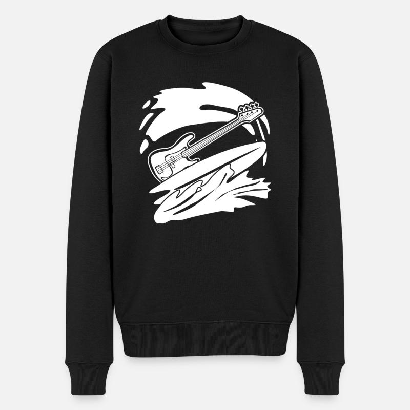 Surfing Bass Guitar with Surfboard - Männer Premium Bio Pullover - Schwarz